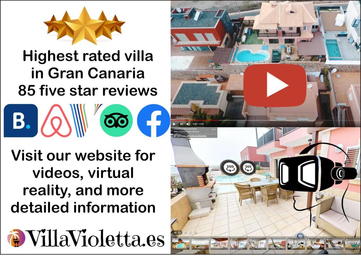 Luxury 5 Star Villa Violetta With Amazing Sea View, Jacuzzi And Heated Pool San Agustín Eksteriør billede